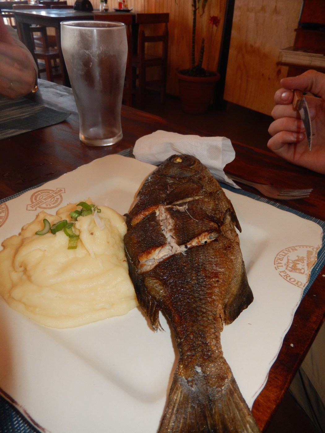 Delicious fish dishes.  This was at the cheapest cafe we could find in the town.  Food is expensive because everything on  the island is imported