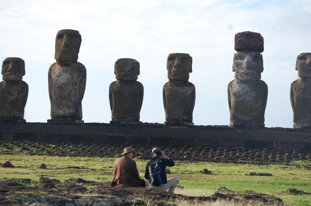 Jon and Paul gazing at the moai