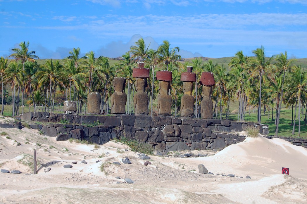 Sand, Palm Trees. and the Ahu at Anakena Beach.  What a great place to relax!