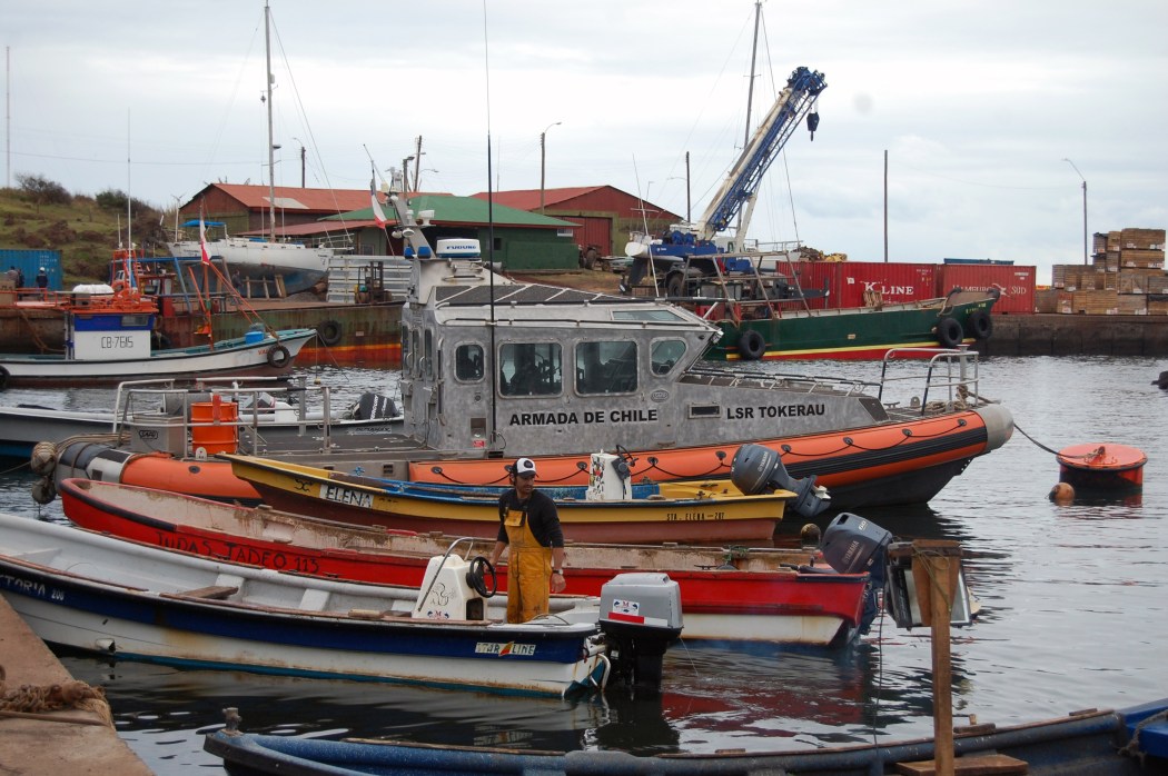 The Chilean armada anchored in the harbor